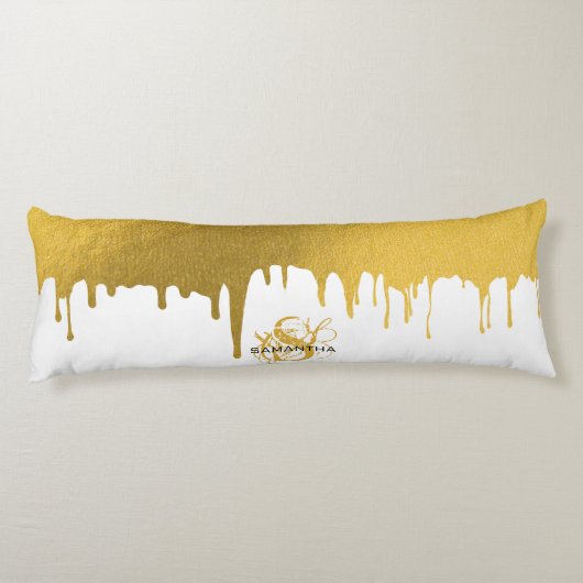 Monogram rendy Gold Metallic Drives Lichaamskussen (Achterkant)