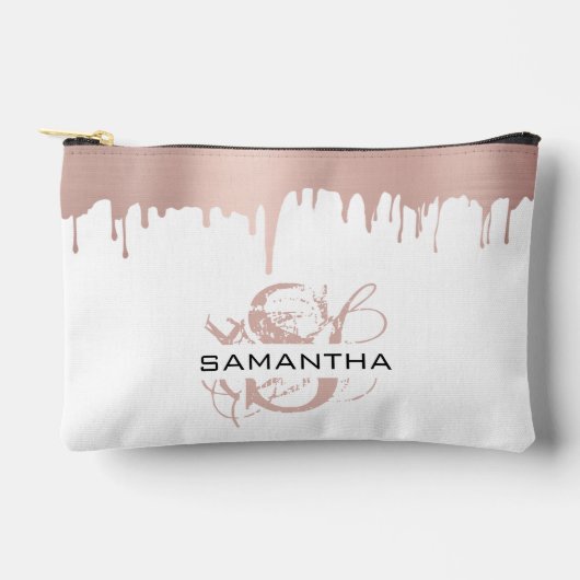 Monogram rendy Roos roze gouden metalen riemen Etui (Voorkant)