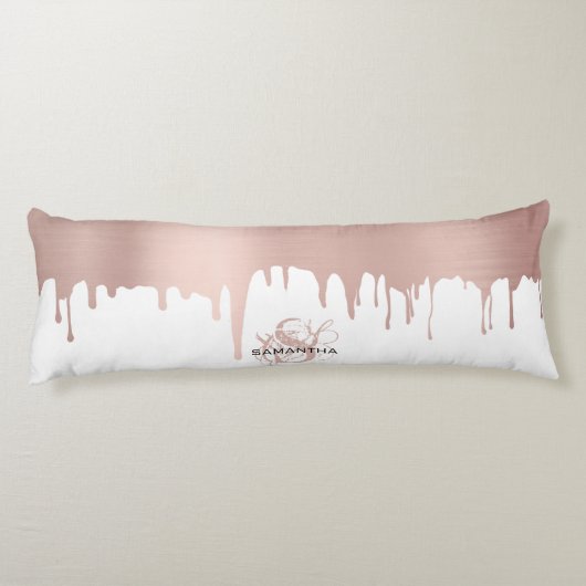 Monogram rendy Roos roze gouden metalen riemen Lichaamskussen (Achterkant)