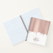 Monogram rendy Roos roze gouden metalen riemen Notitieboek (Binnen)