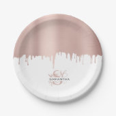 Monogram rendy Roos roze gouden metalen riemen Papieren Bordje (Voorkant)