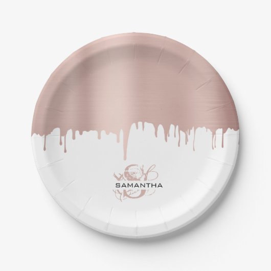 Monogram rendy Roos roze gouden metalen riemen Papieren Bordje (Voorkant)