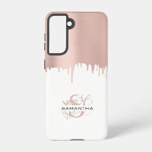 Monogram rendy Roos roze gouden metalen riemen Samsung Galaxy Hoesje