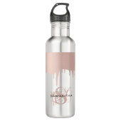 Monogram rendy Roos roze gouden metalen riemen Waterfles (Voorkant)