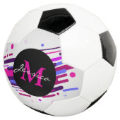 Monogram rendy roze en Paarse geometrische lijnen Voetbal (Drie kwart)