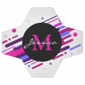 Monogram rendy roze en Paarse geometrische lijnen Voetbal (Enkel)