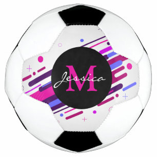 Monogram rendy roze en Paarse geometrische lijnen Voetbal
