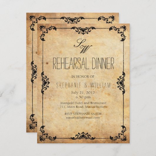  monogram repetitie binnenuit Uitnodiging Kaart (Voorkant / Achterkant)