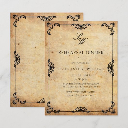 monogram repetitie binnenuit Uitnodiging Kaart (Voorkant / Achterkant)