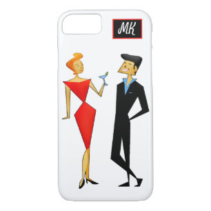 Monogram Rero 50s Couple Cocktail Party iPhone 8/7 Hoesje