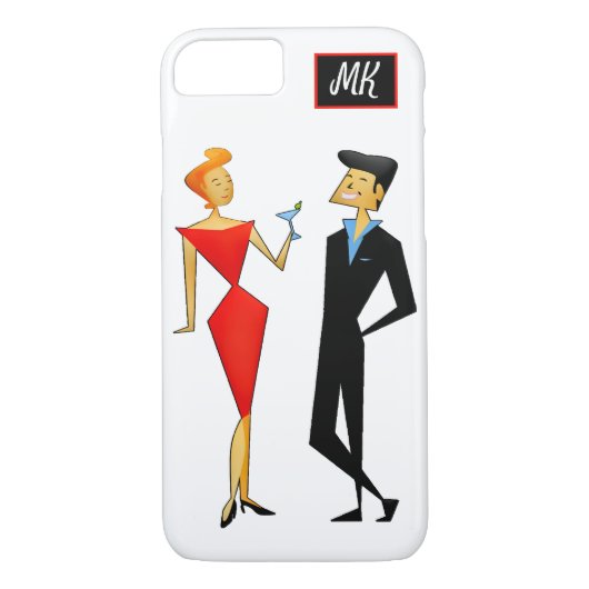Monogram Rero 50s Couple Cocktail Party Case-Mate iPhone Case (Achterkant)