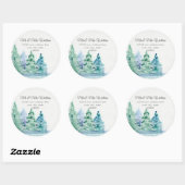 Monogram retouradres bergmeer met dennenbomen ronde sticker (Vel)