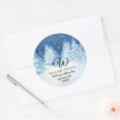 Monogram Retouradres Besneeuwd Winterwoud Ronde Sticker (Envelop)