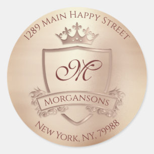 Monogram retouradres Crown Royal Blush-Roos Ronde Sticker