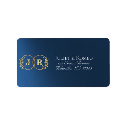 Monogram Retouradres - Donkerblauw Etiket (Voorkant)