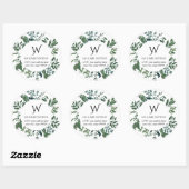Monogram retouradres Emerald Forest bladgroen Ronde Sticker (Vel)