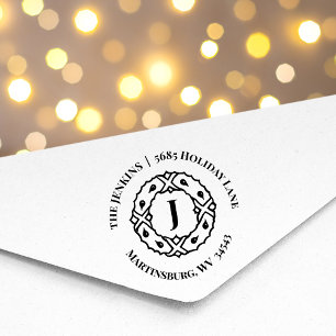 Monogram retouradres Kerstmis Rubberstempel