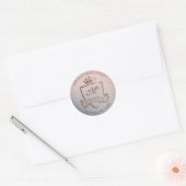 Monogram retouradres Kroon Royal RSVP Blue Ros Ronde Sticker (Envelop)