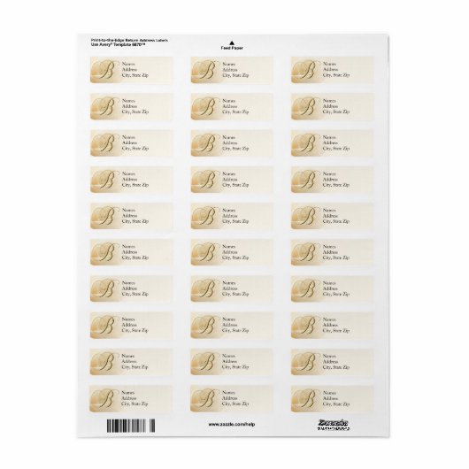 Monogram retouradres labels letter B (Full Sheet)
