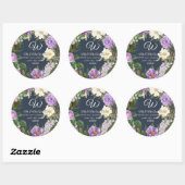 Monogram Retouradres Lavendel Pioen Bloem Ronde Sticker (Vel)