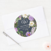 Monogram Retouradres Lavendel Pioen Roos Bloem Ronde Sticker (Envelop)