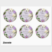 Monogram retouradres lavendel pioenrozen ronde sticker (Vel)