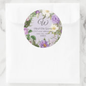 Monogram retouradres lavendel pioenrozen ronde sticker (Tas)