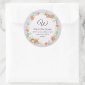 Monogram retouradres Lila Paarse koraalbloem Ronde Sticker (Tas)