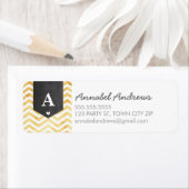 MONOGRAM RETOURADRES moderne chevron gouden folie Etiket (Insitu)