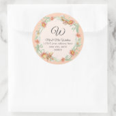 Monogram Retouradres Perzik Ivoorkoraal Bloem Ronde Sticker (Tas)