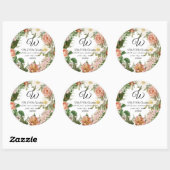Monogram Retouradres Roze Ivoor Peon7 Bloem Ronde Sticker (Vel)