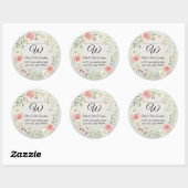 Monogram Retouradres Rustieke Houten Roze Bloem Ronde Sticker (Vel)