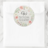 Monogram Retouradres Rustieke Houten Roze Bloem Ronde Sticker (Tas)