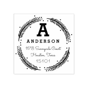 Monogram retouradres stempel