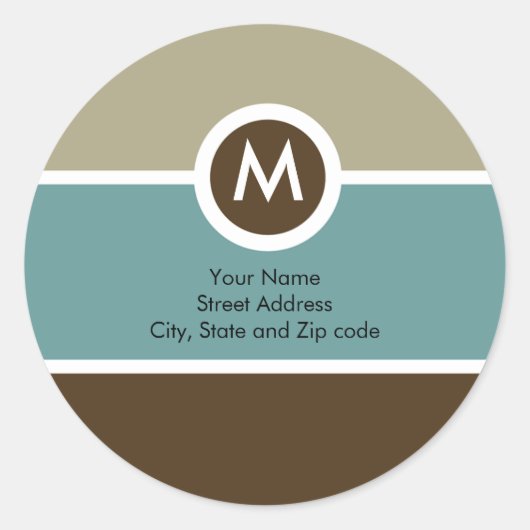 Monogram Retouradres Sticker - Beige/Blue/Brown (Voorkant)