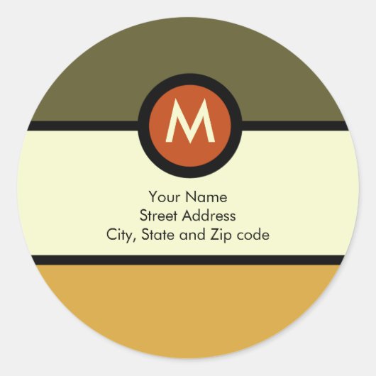 Monogram retouradres Sticker - groen/goud (Voorkant)