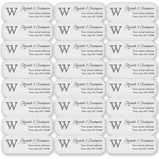Monogram retouradres wissen Aangepast transparant Sticker (Voorkant)