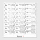 Monogram retouradres wissen Aangepast transparant Sticker (Vel)