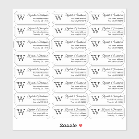 Monogram retouradres wissen Aangepast transparant Sticker (Vel)