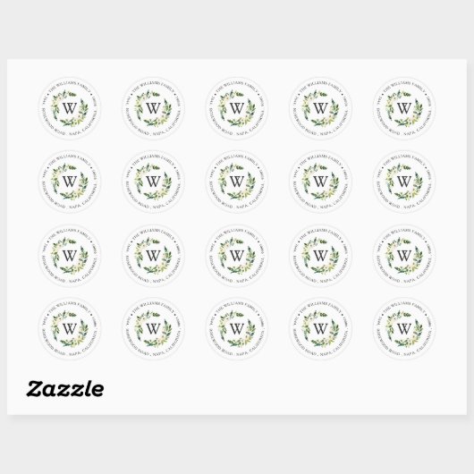 Monogram retouradres witte rozen Sticker (Vel)