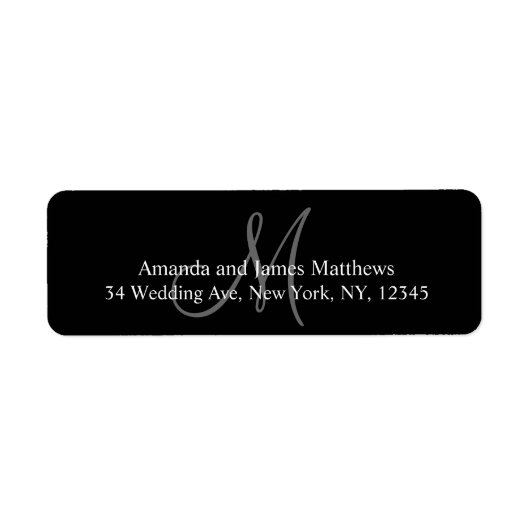 Monogram retouradreslabels voor bruiloften etiket (Voorkant)