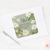 Monogram Retourlabel Salie Lily Roos Pioen Bloemen Vierkante Sticker (Envelop)