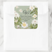 Monogram Retourlabel Salie Lily Roos Pioen Bloemen Vierkante Sticker (Tas)