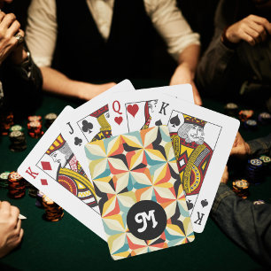 Monogram Retro 70s geometrisch patroon Pokerkaarten