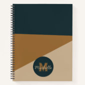 Monogram retro 70s Groen Bruin  kleurblok Notitieboek (Voorkant)