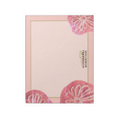 Monogram Retro Bloem Roze Goud Perzik Chic Notitieblok (Linkerzijde)