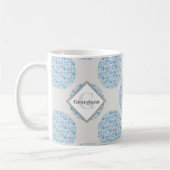 Monogram Retro Bloemen Berry Blues Polka Dot Koffiemok (Links)