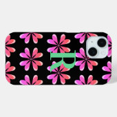 Monogram retro bloemenroze Case-Mate iPhone case (Achterkant (horizontaal))