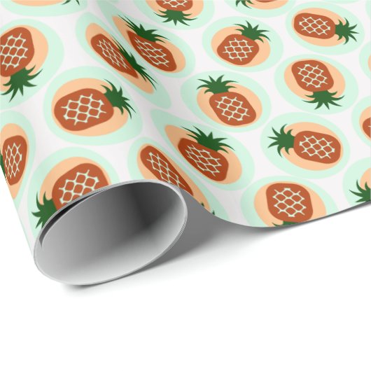 Monogram retro-bruine en anananassapatronen cadeaupapier (Rol Hoek)