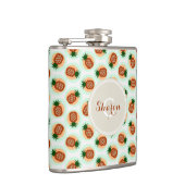 Monogram retro-bruine en anananassapatronen heupfles (Rechts)